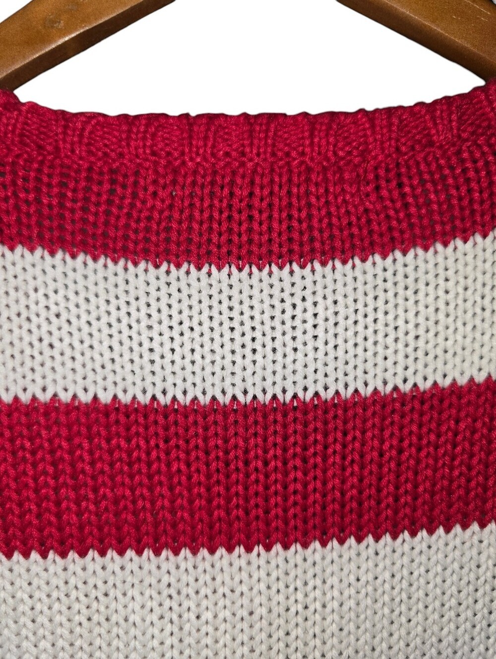 T & Company American Flag Knit V-neck Cardigan Sweater Patriotic USA Size Medium - Picture 7 of 9